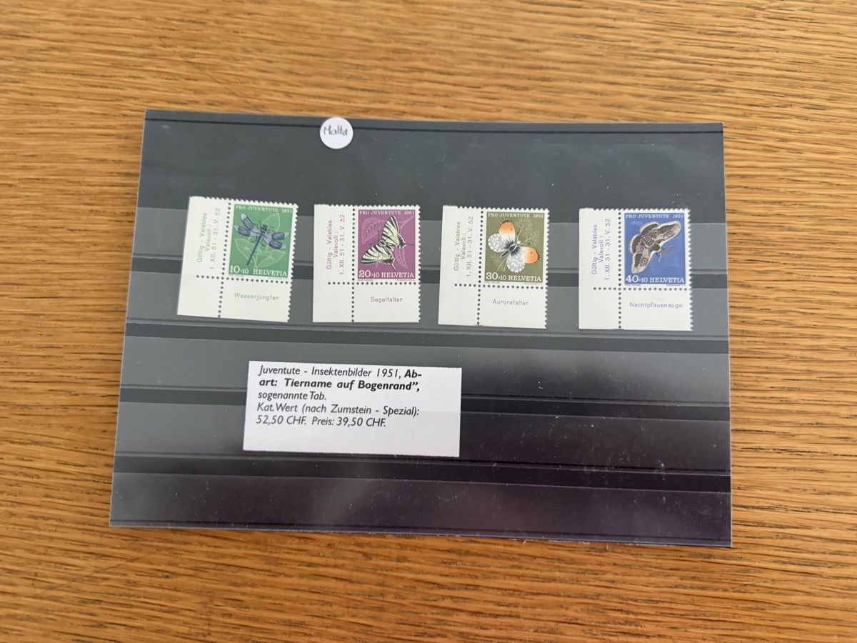 Alle Briefmarken: 13 Steckkarten mit Pro Juventute Marken mit Bogenrand – Gebraucht aus Murgenthal von Tina_4055 4