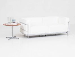 Cassina LC3 2-Sitzer Sofa von Le Corbusier in weissem Leder