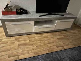 TV-Möbel Grau Weiss mit Schubladen neuwertig