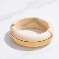 Marble-Patterned Resin and Stainless Steel Bangle