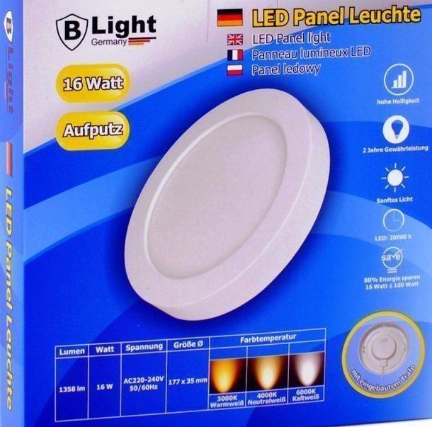 Lampadari & plafoniere: LED Panel Leuchte 16W Rund Ø 17,7cm AP super hell Aktion – Nuovo e nell'imballaggio originale da St. Gallen venduto da schnaeppchen-preise