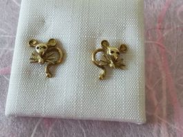 süsse 18 Kt. Gelbgold Ohrstecker Motiv "Müsli"
