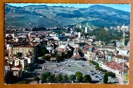 Vevey - Place du Marché vue d'avion 1967