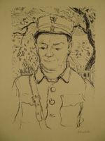 BRIEFTRÄGER LITHOGRAPHIE VICTOR SURBEK, 40er JAHRE, PTT POST