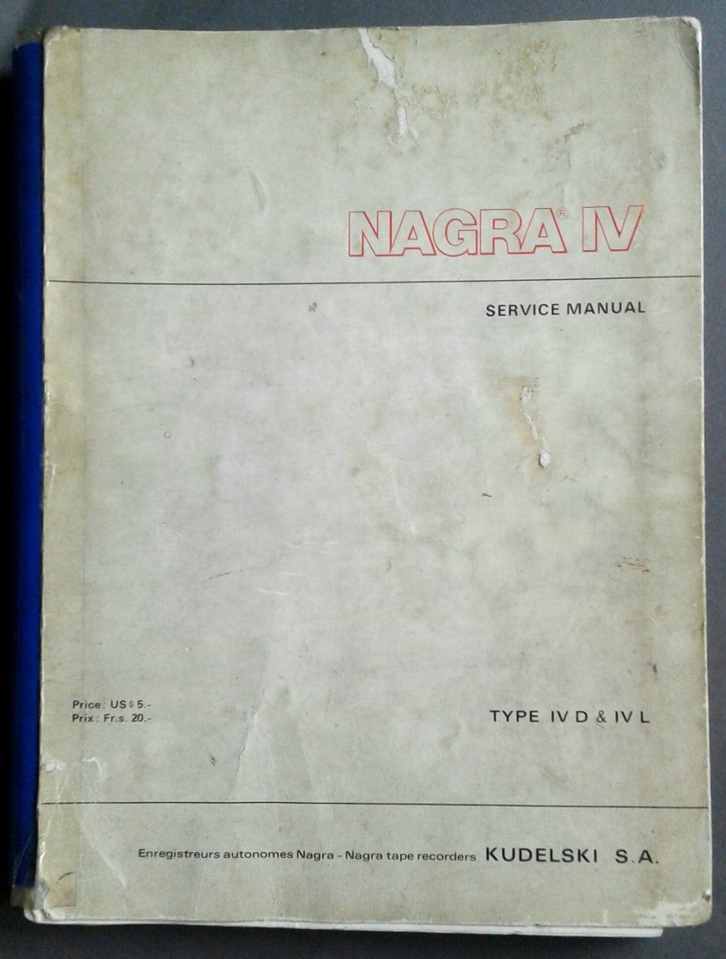 Libri: Nagra IV D & IV L Service manual – Usato da Lausanne venduto da LasloH