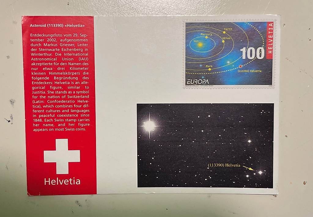 Tutti i francobolli: Briefmarke Asteorid Helvetia  – Usato da Uetikon am See venduto da kun_6knp
