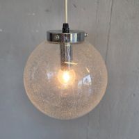1970 Glaslampe Hängelampe Chrom Glas Desaign Ceiling Lamp