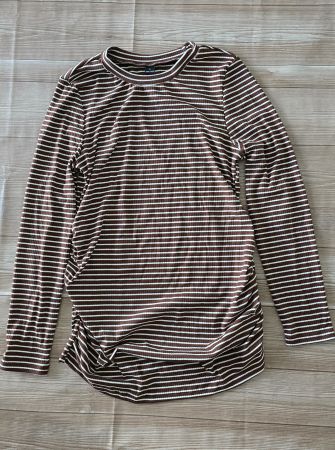 🆕️ Gestreiftes Umstands Langarmshirt - L - braun-weiss 4️⃣