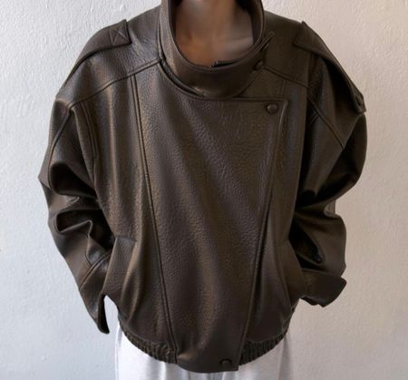 Jacke in Lederoptik in Braun, Grösse S