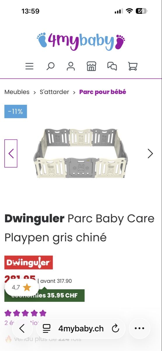 Parcs & barrières de sécurité: Parc bébé modulable  – D'occasion à Dully par Gaby_bkz2 2