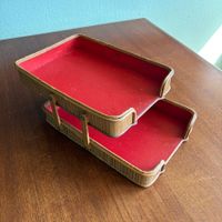 Vintage Bambus Briefablage A4, Mid Century Organizer 1960/70