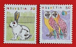 TIERE EULE KANINCHEN CELES. PIATTI 791 792 1991** POSTFRISCH