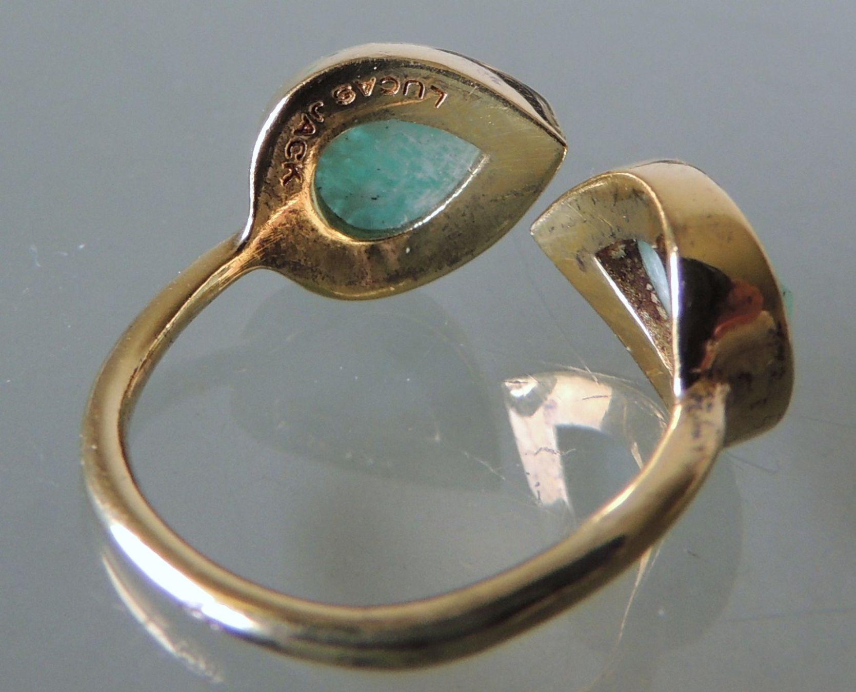 Anelli: LUCAS JACK vergoldeter Silber 925 Fingerring mit Amazonit – Usato da Waldenburg venduto da schaller707 5