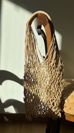 Borsa a rete dorata fatta a mano nuova