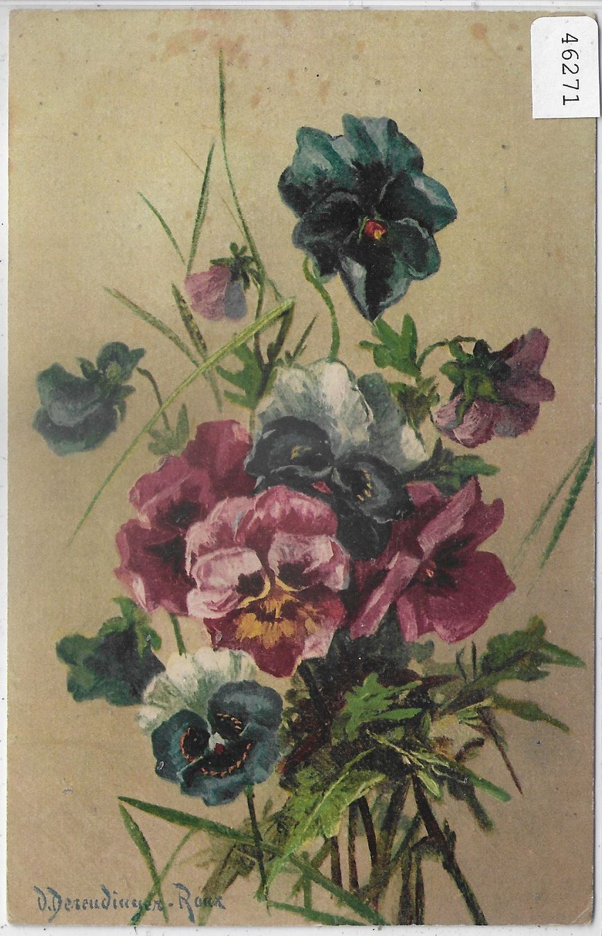 Ansichtskarten: Stiefmütterchen - D. Dereninger-Roux - Litho – Gebraucht aus Ettingen von Kartenplanet