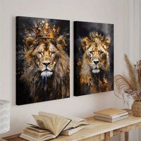 2er Set Wandbild Löwe Paar NEU