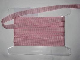Karoband altrosa/weiss Polyester 1cm breit