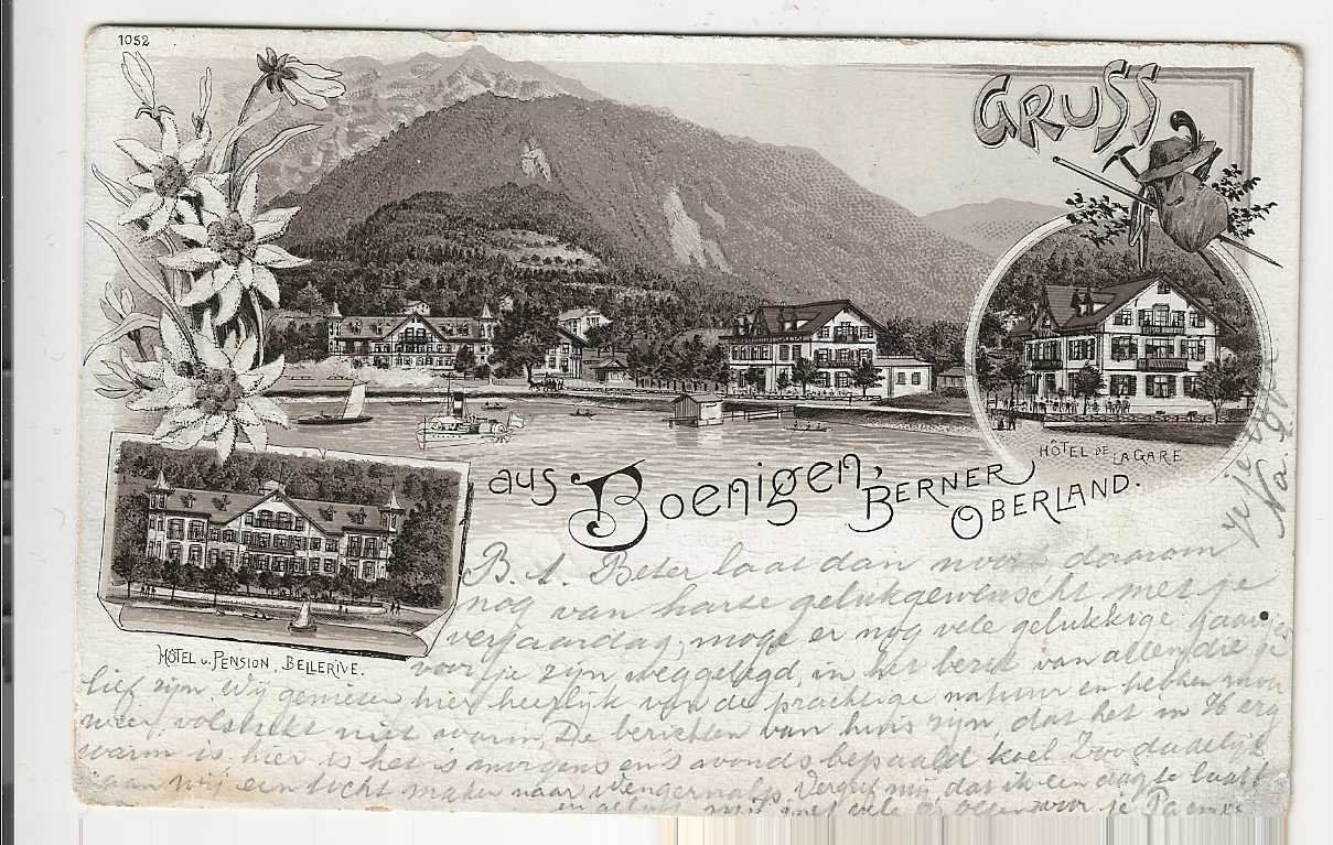 Ansichtskarten: Bönigen, Litho, 1900 – Gebraucht aus Spiez von Niesen20