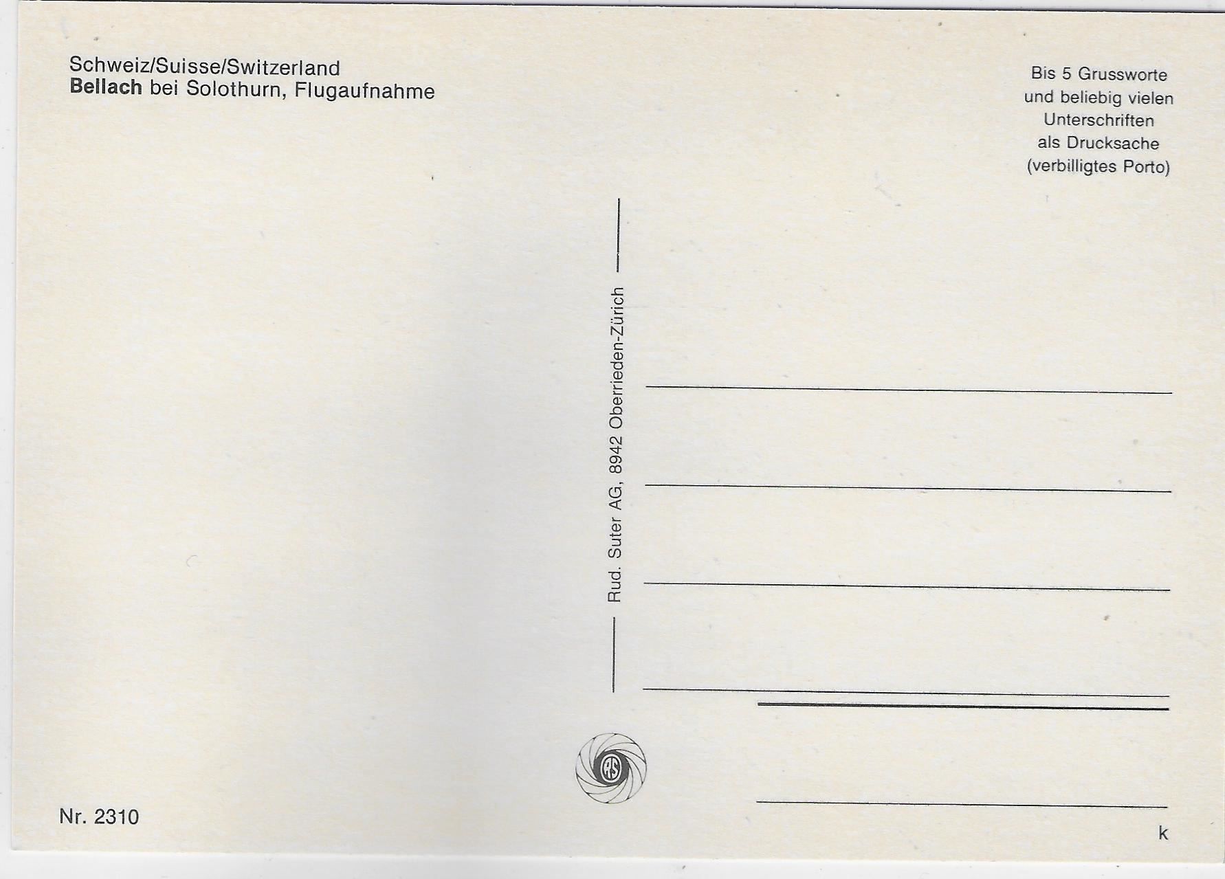 Cartoline postali: Flugaufnahme Bellach SO – Usato da Ettingen venduto da Kartenplanet 1