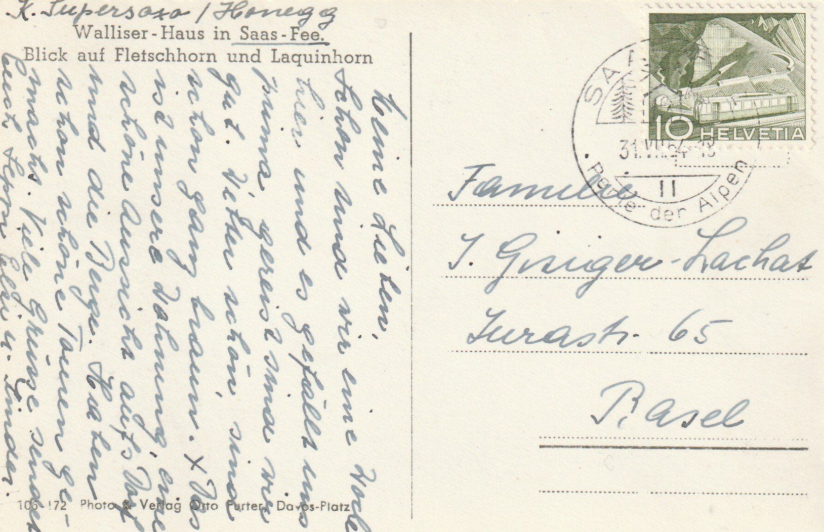 Cartoline postali: Saas Fee Walliser-Haus – Usato da Rorschacherberg venduto da fratovi2 1