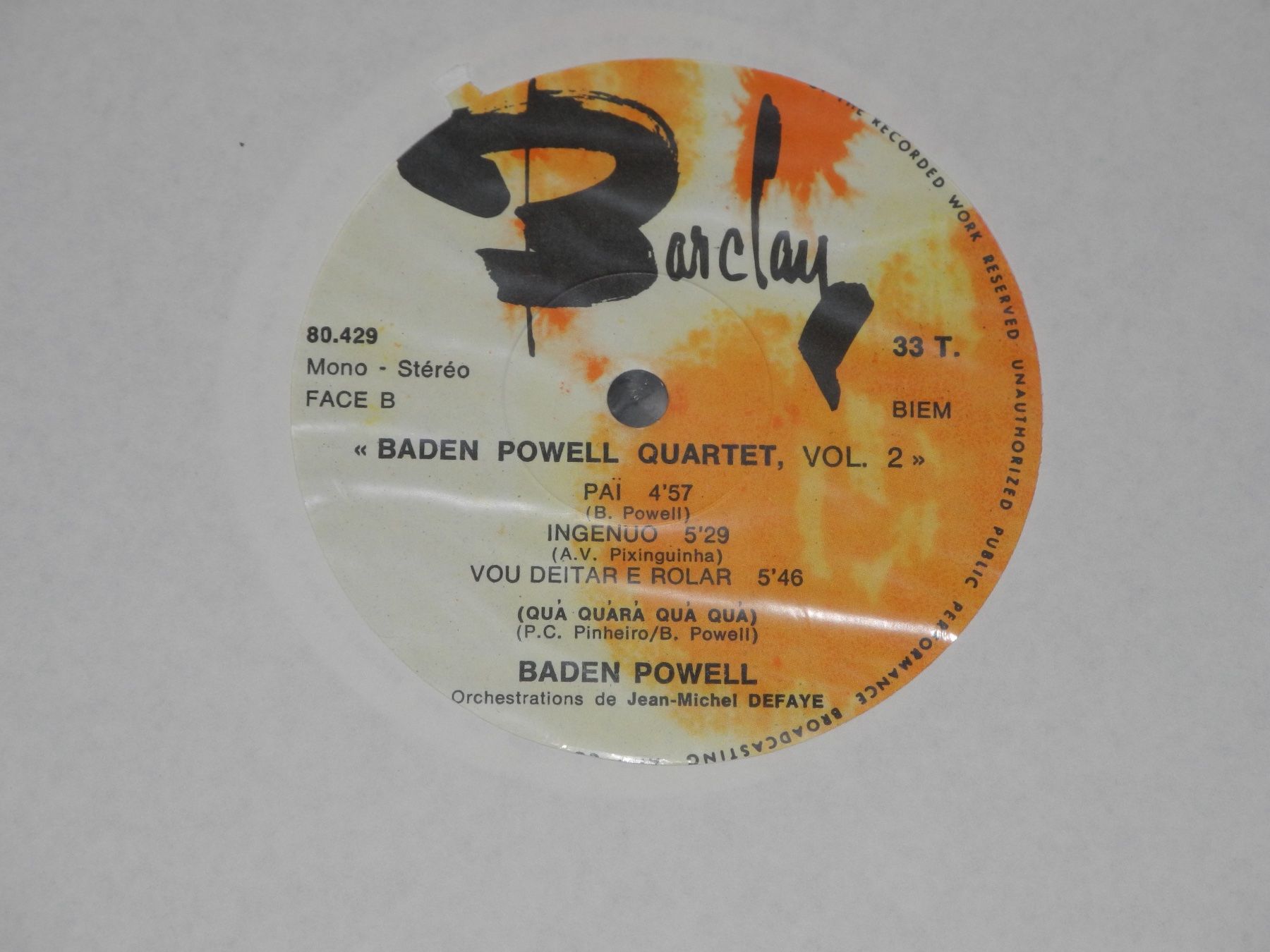 Schallplatten: BADEN POWELL QUARTET - VOLUME 2 - BARCLAY – Neu (gemäss Beschreibung) aus Fahrwangen von  2
