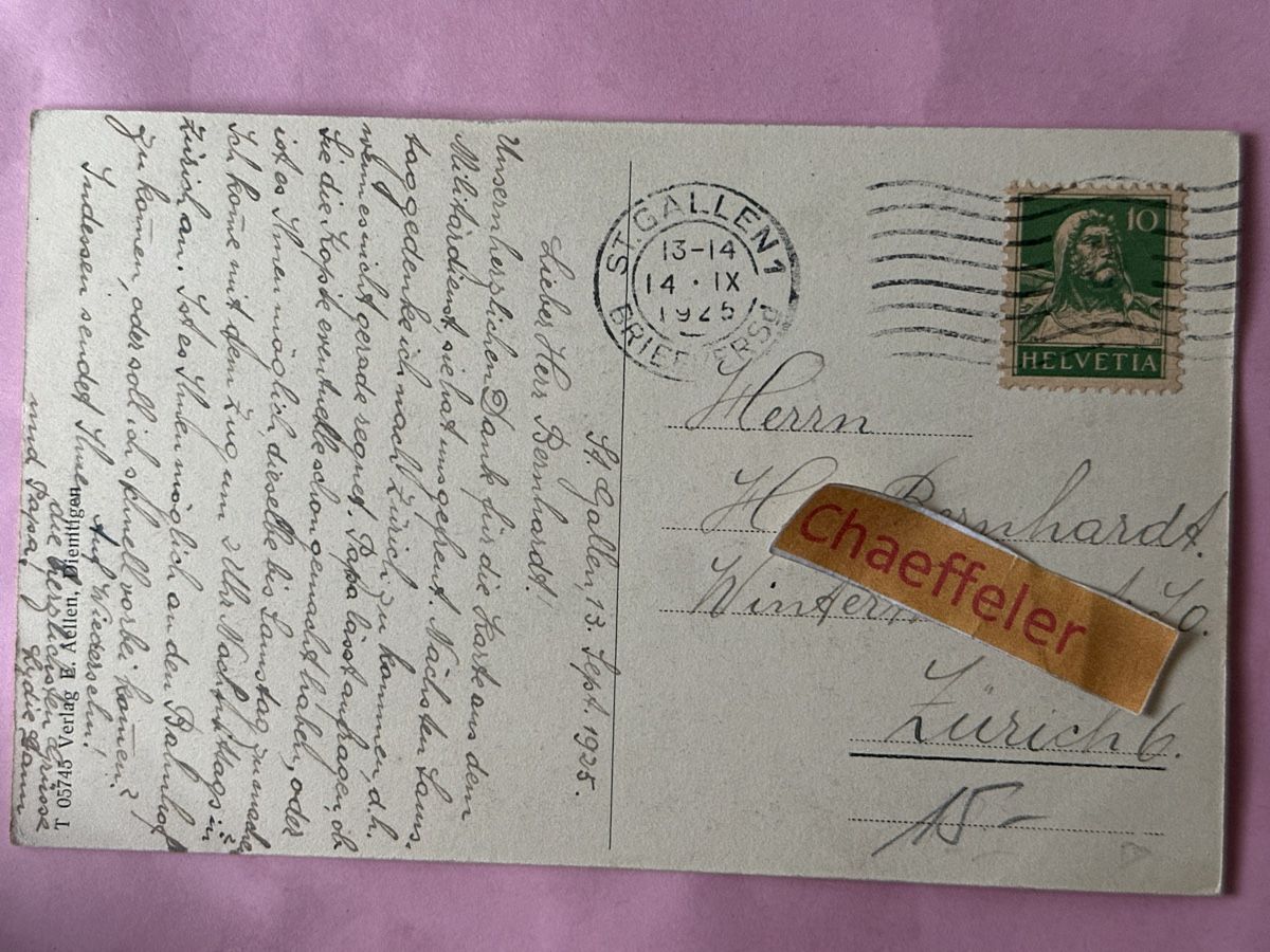 Ansichtskarten: 1925 Grosshaus Diemtigen – Gebraucht aus Zürich von Chaeffeler 1