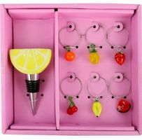 Geschenkidee Wein-Set: Flaschenverschluss & Gläsermarkierer