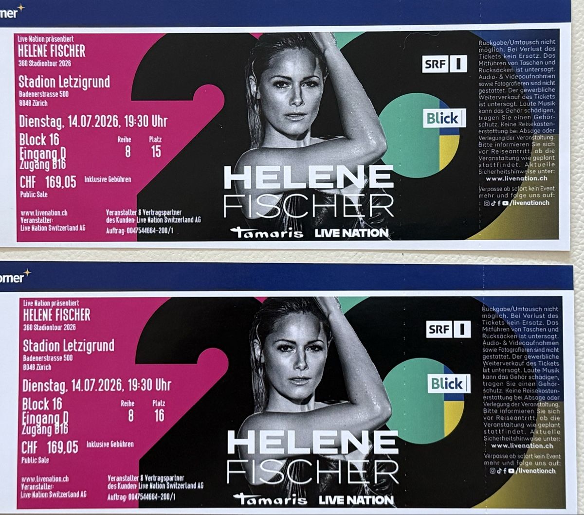 Billets: Helene Fischer - 2 Tickets – Neuf avec emballage d'origine à Rüschlikon par Kroko18