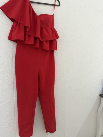 Akè One-Shoulder Jumpsuit Gr. 40 (CH 36) Rot Volants