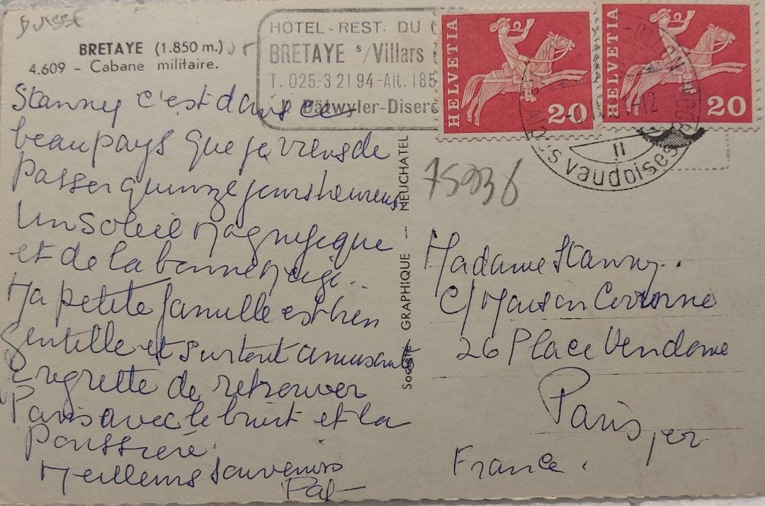 Ansichtskarten: BRETAYE - Cabane Militaire - 1961 – Gebraucht aus Delémont von Domdom1 1