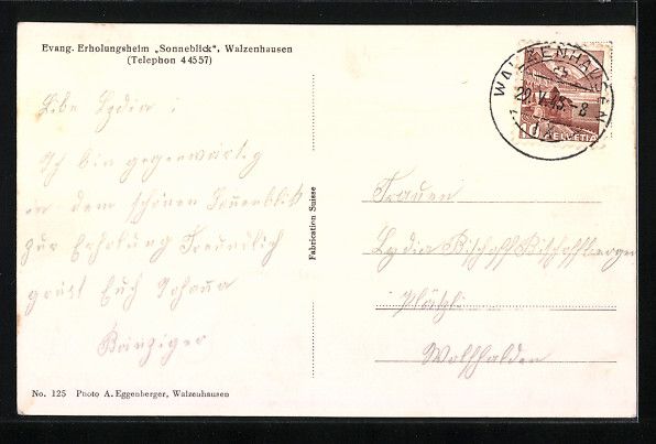 Cartoline postali: Walzenhausen, Evang. Erholungsheim Sonne – Usato da Berlin venduto da bartko-reher 1