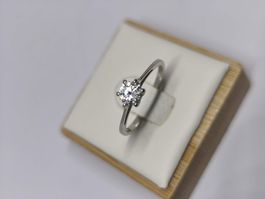 Solitärring Silber 925 mit Dimant immitat (zirkonia) Gr. 54