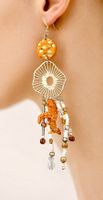 Boucles d'oreilles  "PERLES FIMO CORAIL ORANGE/DOREE"