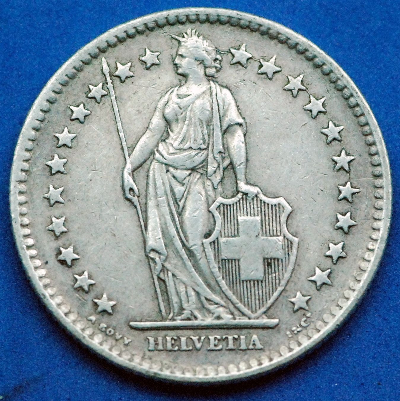 Tutti le monete: Silberner 2.- 1946 / Prägefehler, "Einhorn" – Usato da Mühlethal venduto da sowato 2