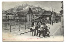 Luzern - Stadt - Milchmann vor Kapellbrücke - Pilatus - 1907