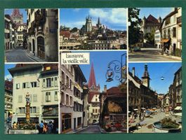Lausanne, la vieille ville, Mehrbilderkarte, 1973, gelaufen