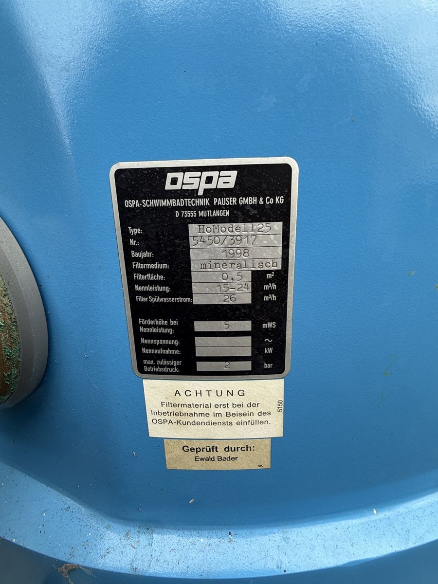 Accessori per Piscine: OSPA Filter für Schwimmbad – Usato da Solothurn venduto da Spicar 3