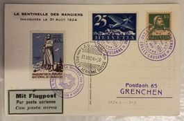 JB67) 1924, Flugpost Delsberg  - Lausanne, + Vignette