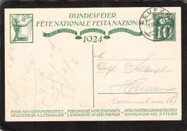 FDC Bundesfeierkarte 1924 , Nr. 39 , 1.Vlll.1924