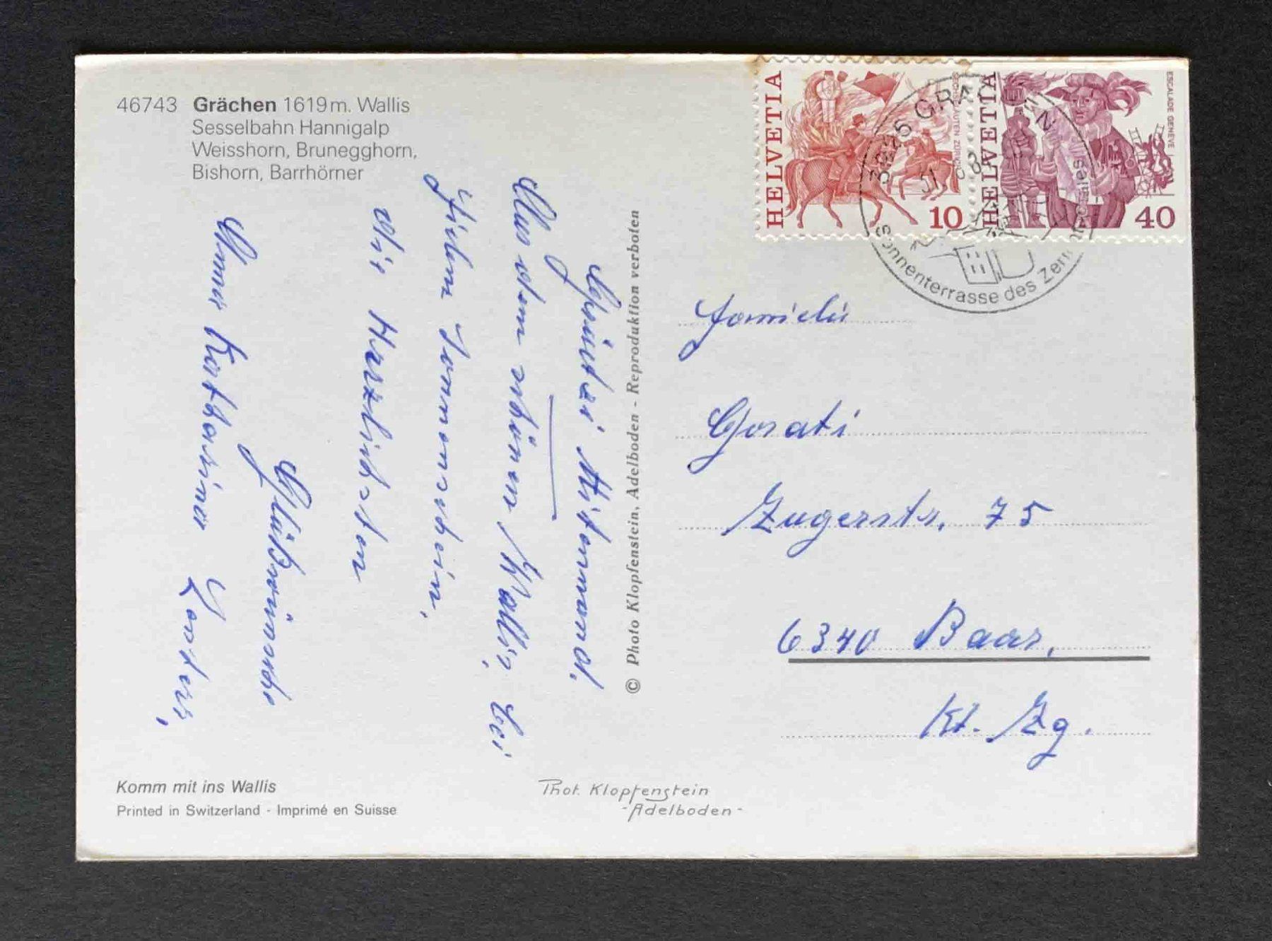 Cartoline postali: AK Grächen Sesselbahn Hannigalp – Usato da Goldau venduto da artelier1 1