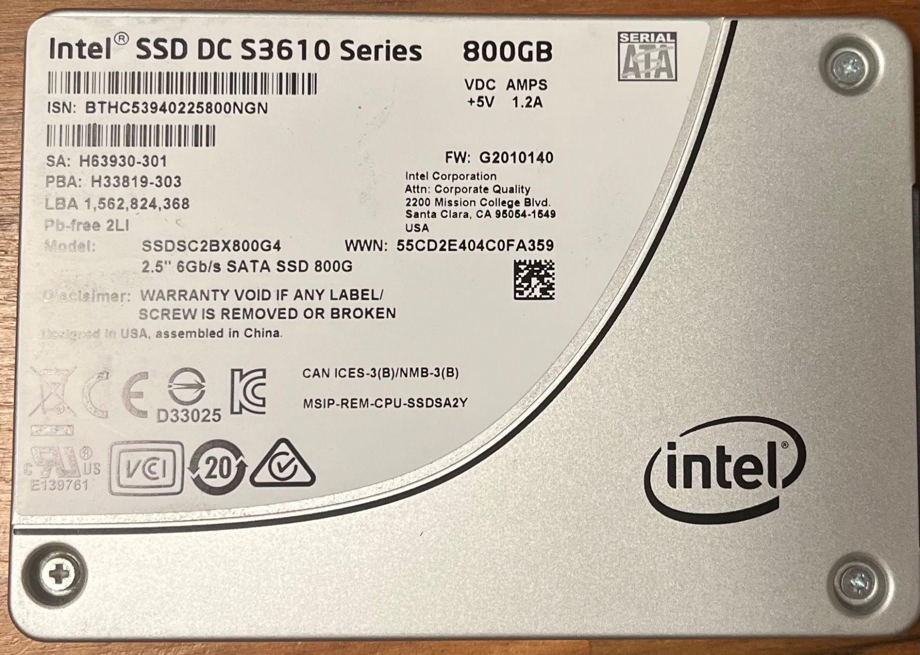 Intel Dischi rigidi: SSD Intel DC S3610 Series 800GB – Usato da Yverdon-les-Bains venduto da Fdurussel