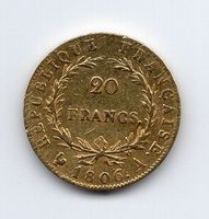 (2441) Frankreich, 20 Francs 1806 A, fast stgl
