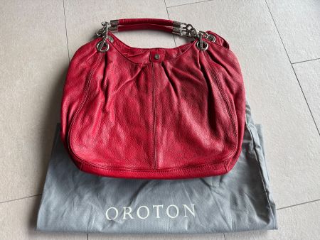 OROTON Grosse Rote Hobo Handtasche aus weichem Leder