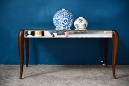 Table basse Art Déco miroir biseauté années 40 bohème chic