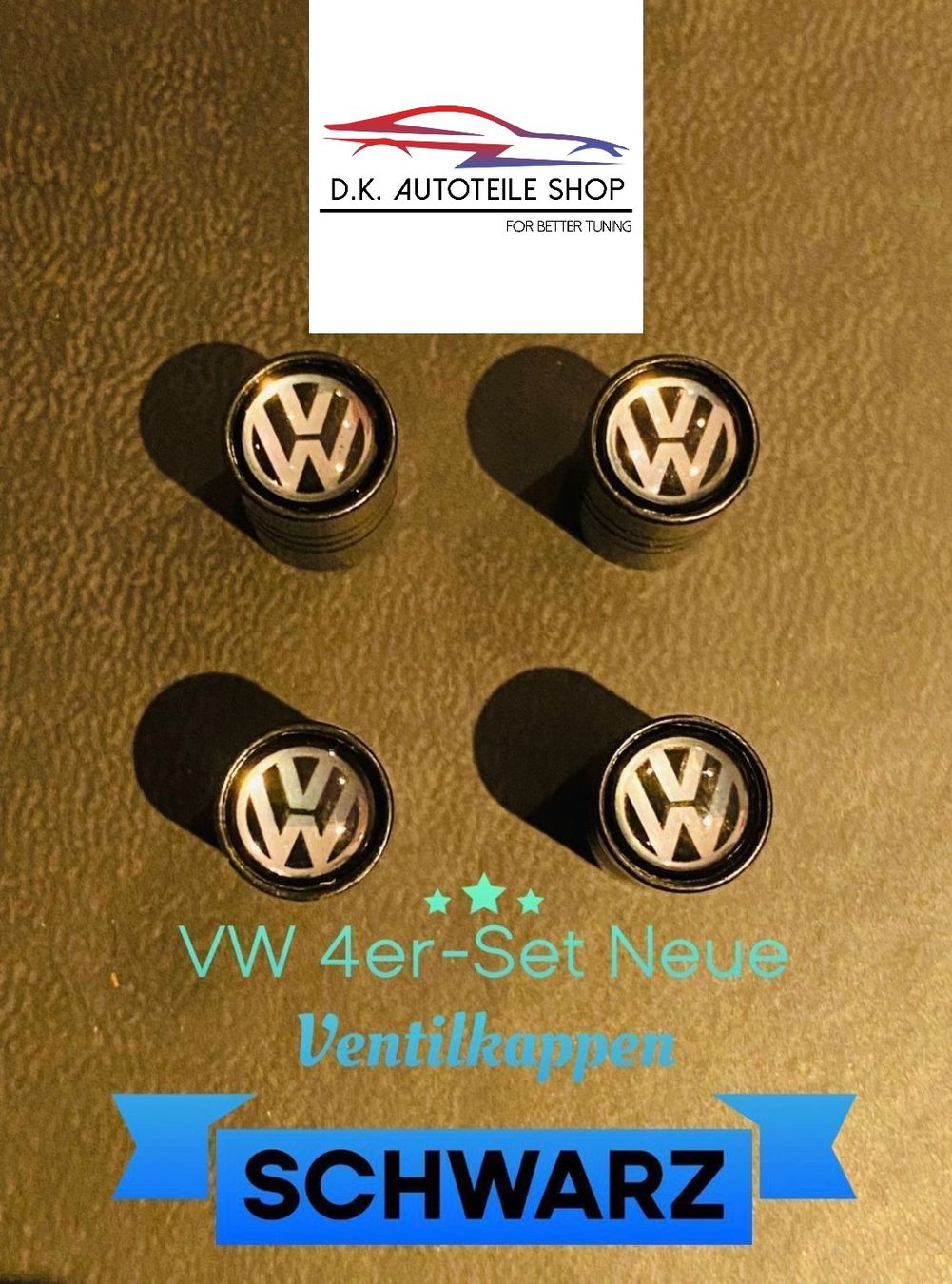 Volkswagen Sonstiges Fahrzeugzubehör: VW Ventilkappen 4er-Set in schwarz NEU – Neu und originalverpackt aus Balsthal von