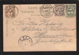 PK mit Zifferfrakatur gemischt , gel. 9.Vlll.1901