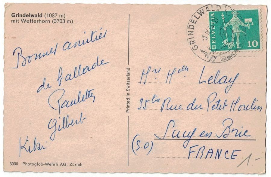 Ansichtskarten: Grindelwald, Oldtimer, gelaufen 1964 – Gebraucht aus Frauenfeld von POML 1