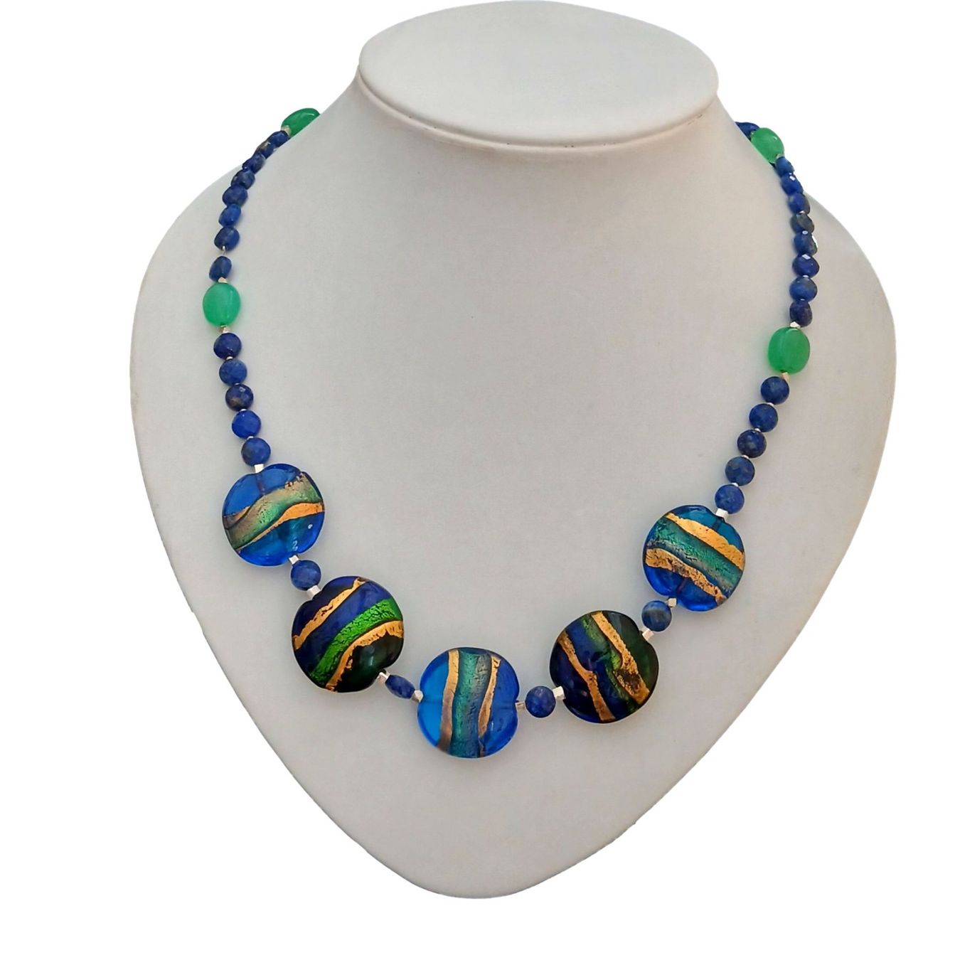 Colliers: Statement Lapislazuli Murano  Halskette blau Unikat bicolor – Neuf avec emballage d'origine à Lütisburg par Emarra 1