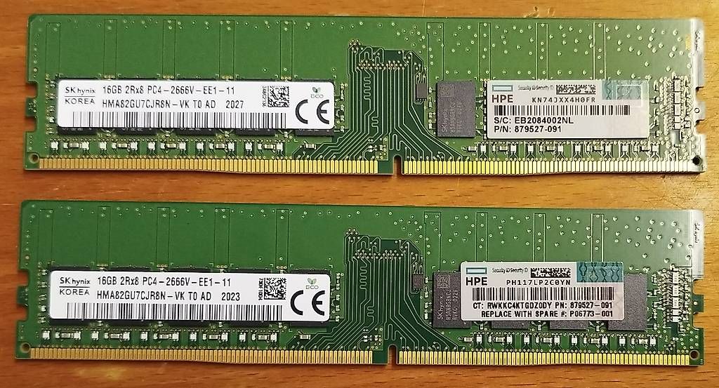 Memoria / RAM: 2 × 16 Go DDR4 ECC UDIMM Hynix  HPE MicroServer G10+ – Usato da Etoy venduto da Ctrl0