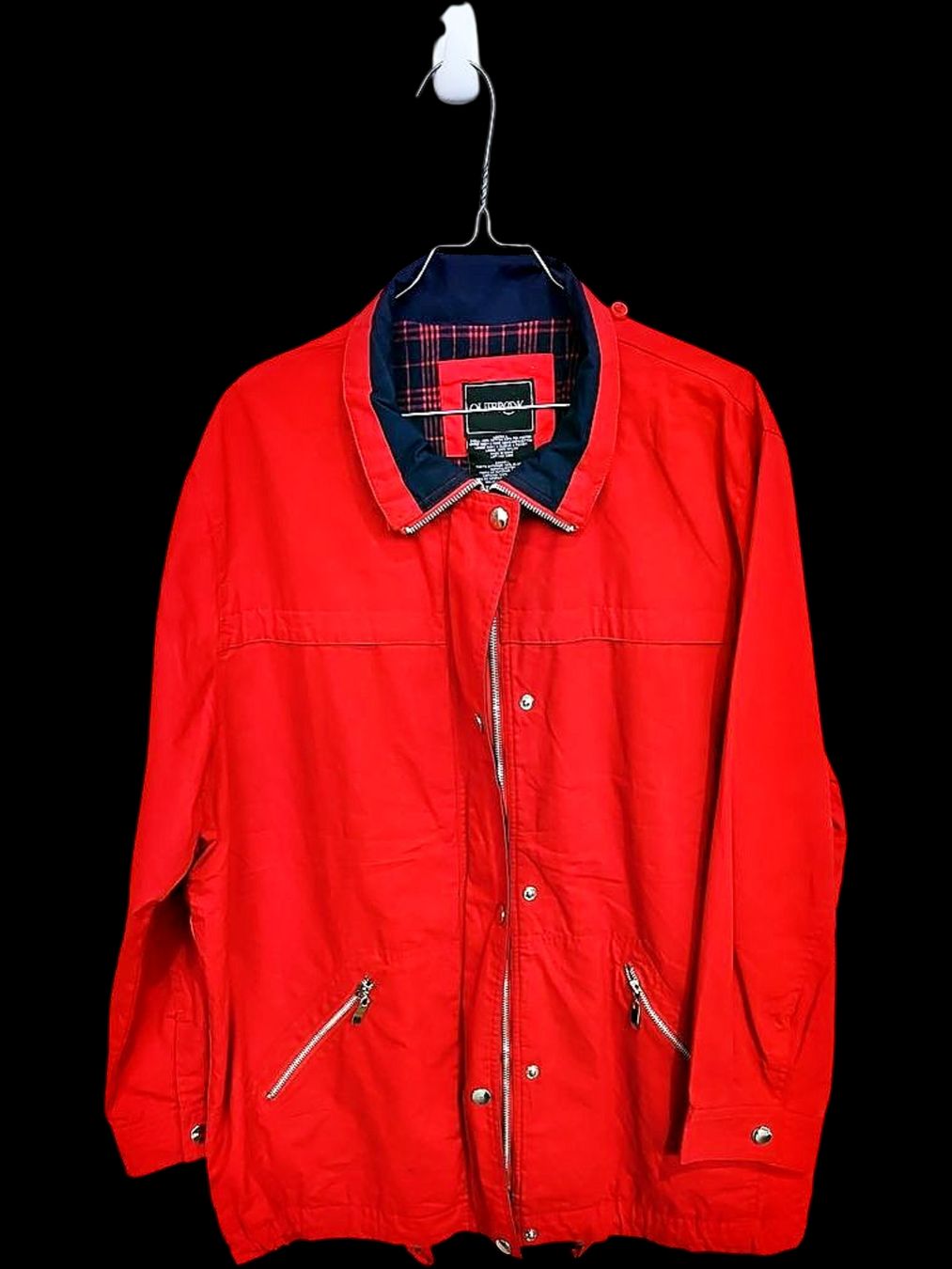 Jacken: Rote Outdoor-Windbreaker-Jacke mit Karofutter - Größe L – Gebraucht aus Zug von vinokilo 1